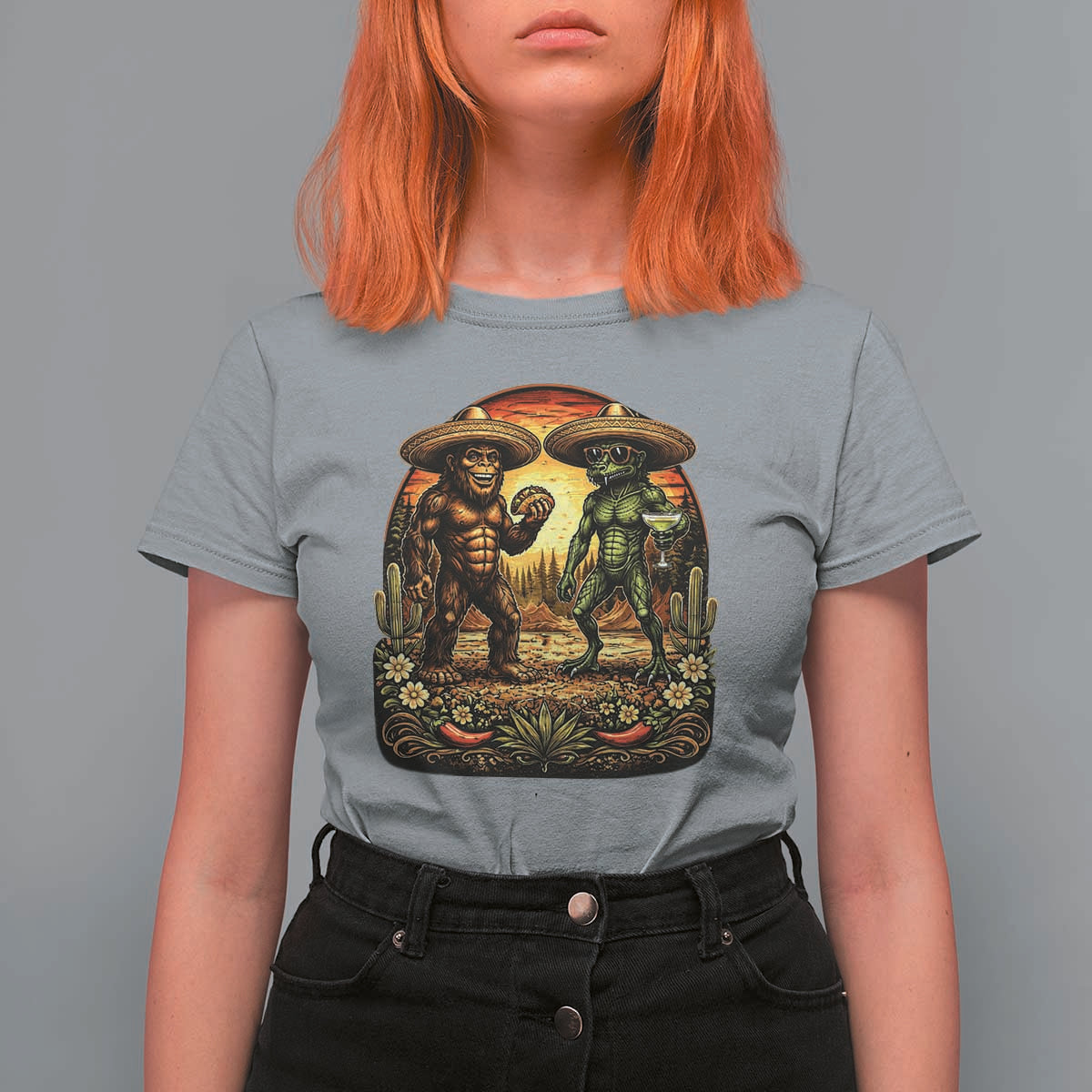 Funny Bigfoot Chupacabra Cinco De Mayo T Shirt For Women Cryptid Lover Gift