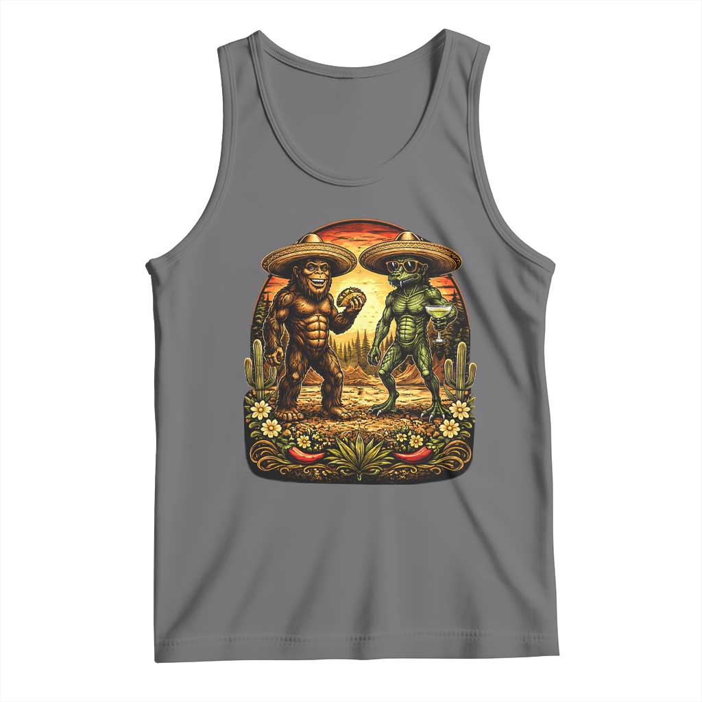 Funny Bigfoot Chupacabra Cinco De Mayo Tank Top Cryptid Lover Gift
