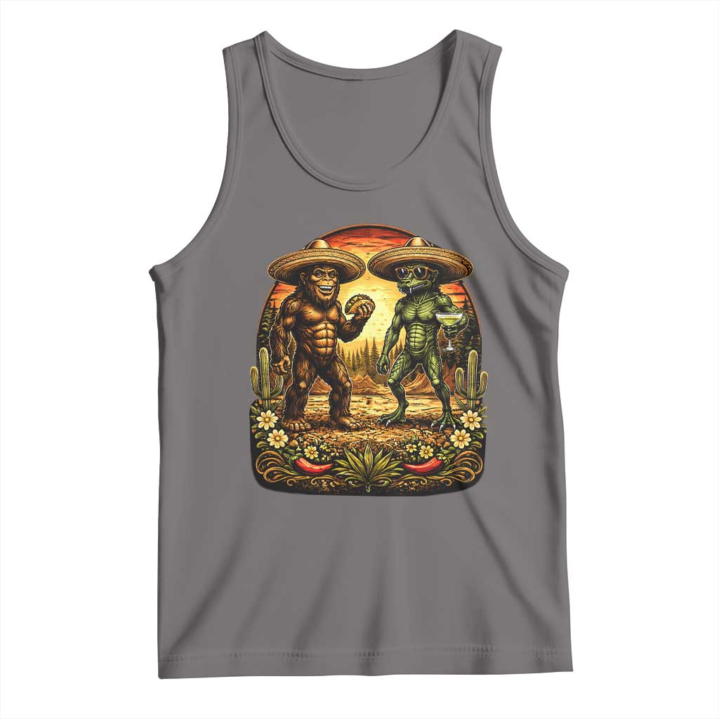 Funny Bigfoot Chupacabra Cinco De Mayo Tank Top Cryptid Lover Gift