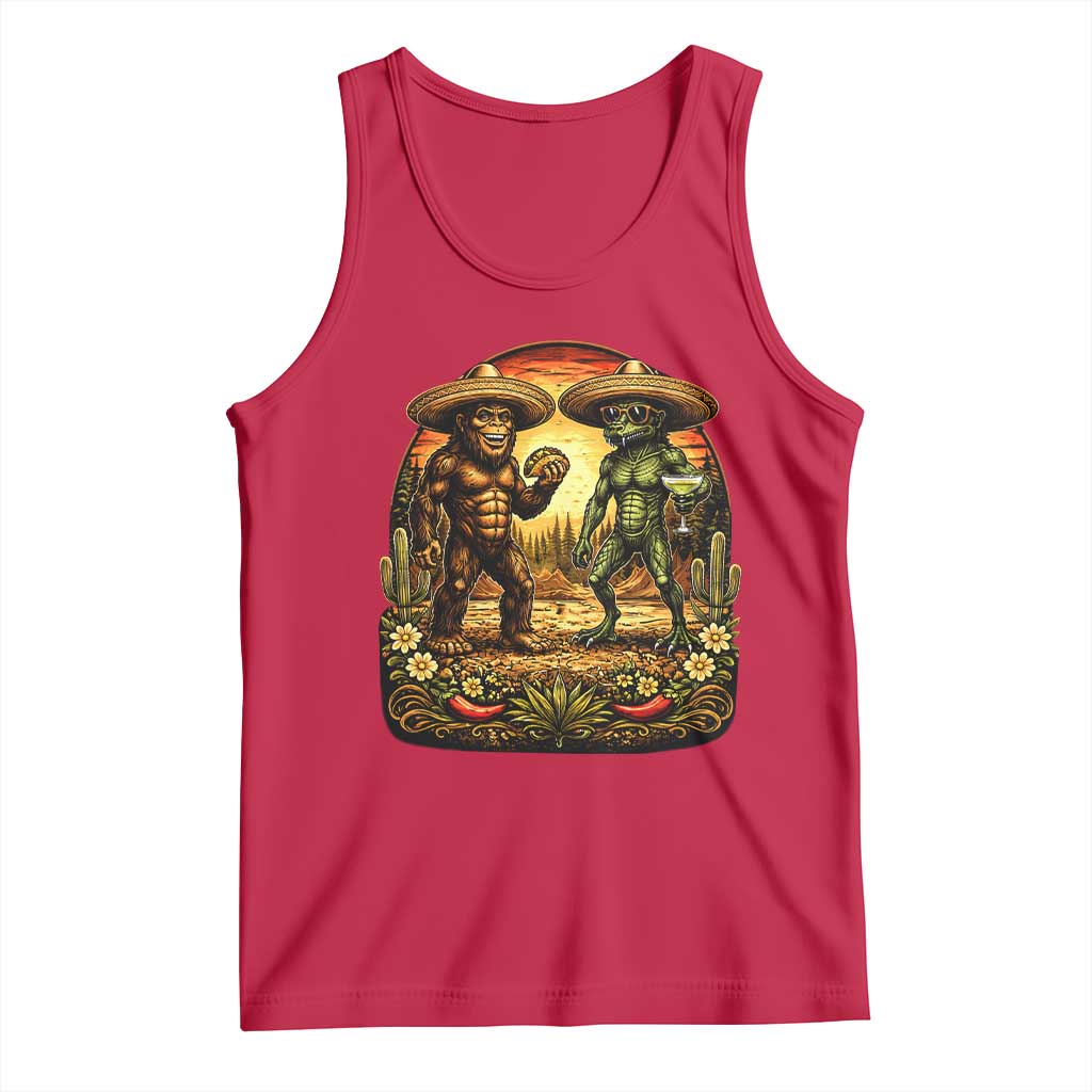Funny Bigfoot Chupacabra Cinco De Mayo Tank Top Cryptid Lover Gift