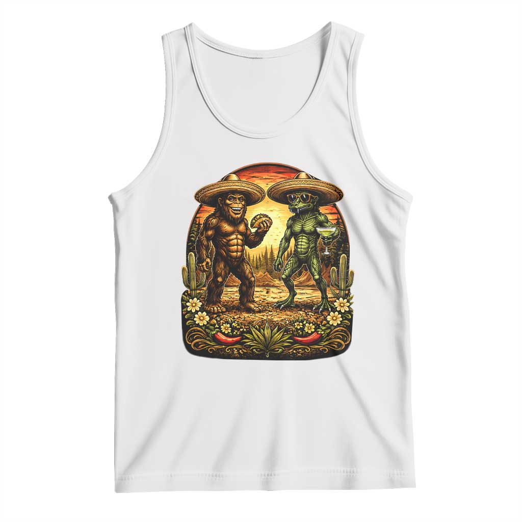 Funny Bigfoot Chupacabra Cinco De Mayo Tank Top Cryptid Lover Gift