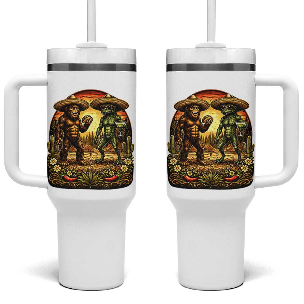 Funny Bigfoot Chupacabra Cinco De Mayo Tumbler With Handle Cryptid Lover Gift