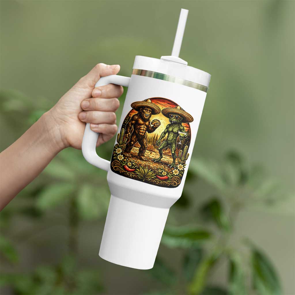 Funny Bigfoot Chupacabra Cinco De Mayo Tumbler With Handle Cryptid Lover Gift