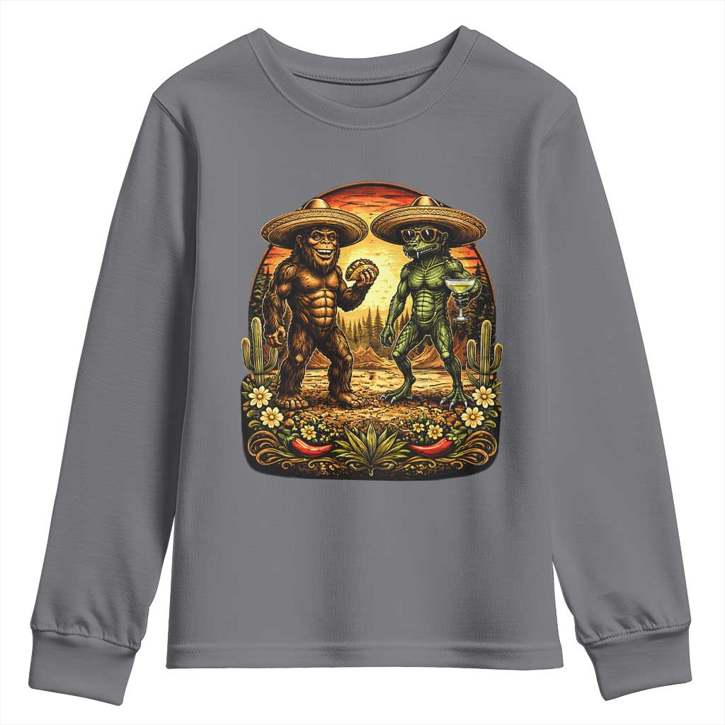 Funny Bigfoot Chupacabra Cinco De Mayo Youth Sweatshirt Cryptid Lover Gift