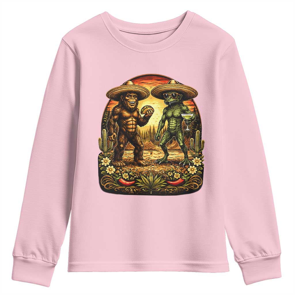 Funny Bigfoot Chupacabra Cinco De Mayo Youth Sweatshirt Cryptid Lover Gift