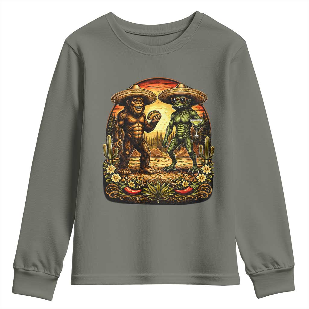 Funny Bigfoot Chupacabra Cinco De Mayo Youth Sweatshirt Cryptid Lover Gift