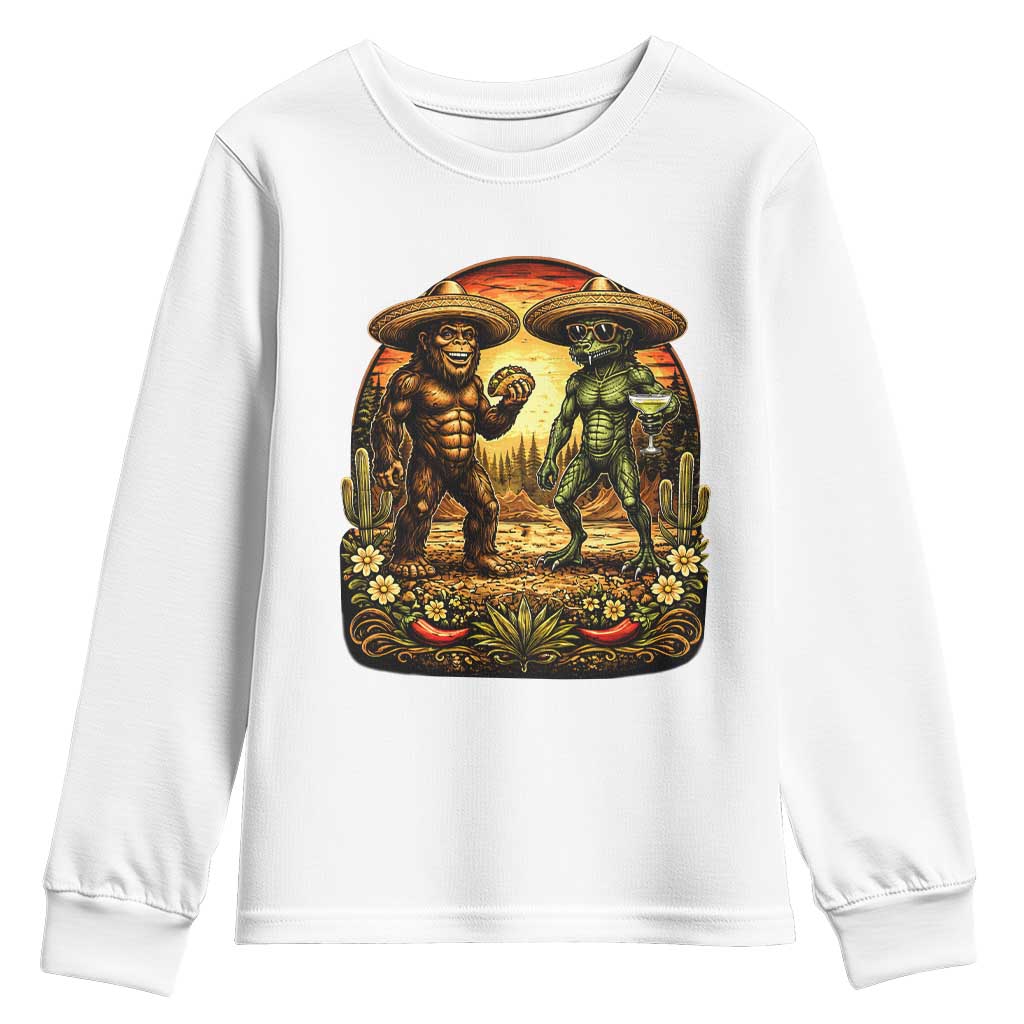 Funny Bigfoot Chupacabra Cinco De Mayo Youth Sweatshirt Cryptid Lover Gift