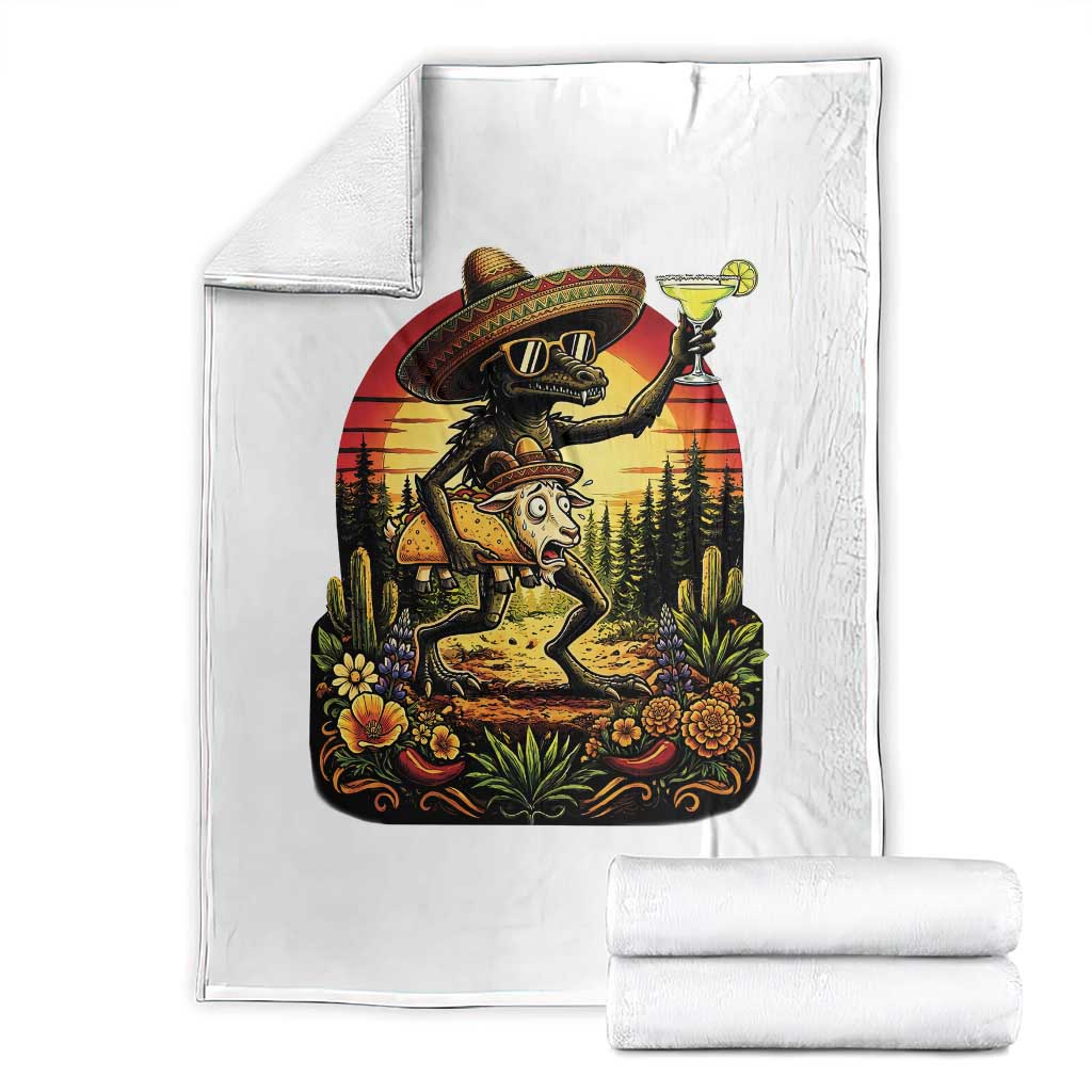 Funny Chupacabra Goat Taco Lover Throw Blanket Cinco De Mayo Party Gift