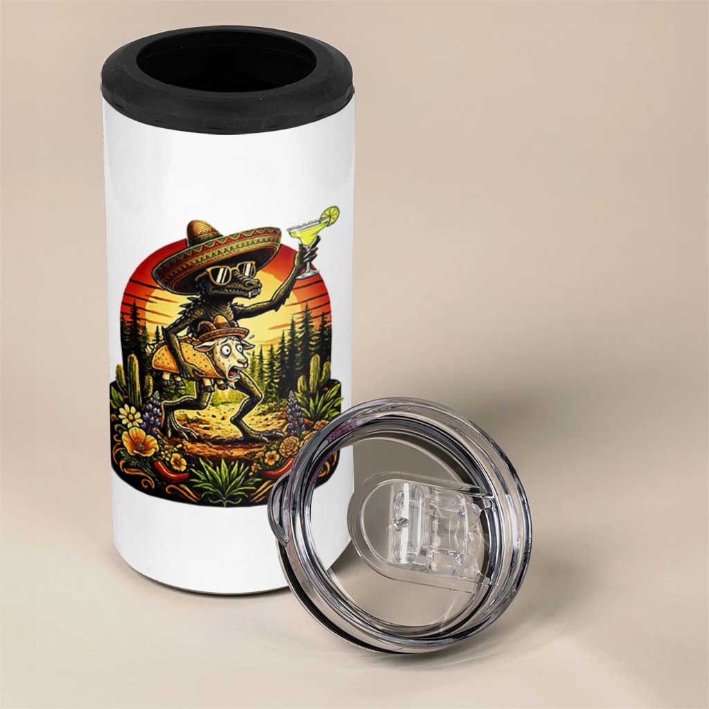 Funny Chupacabra Goat Taco Lover 4 in 1 Can Cooler Tumbler Cinco De Mayo Party Gift