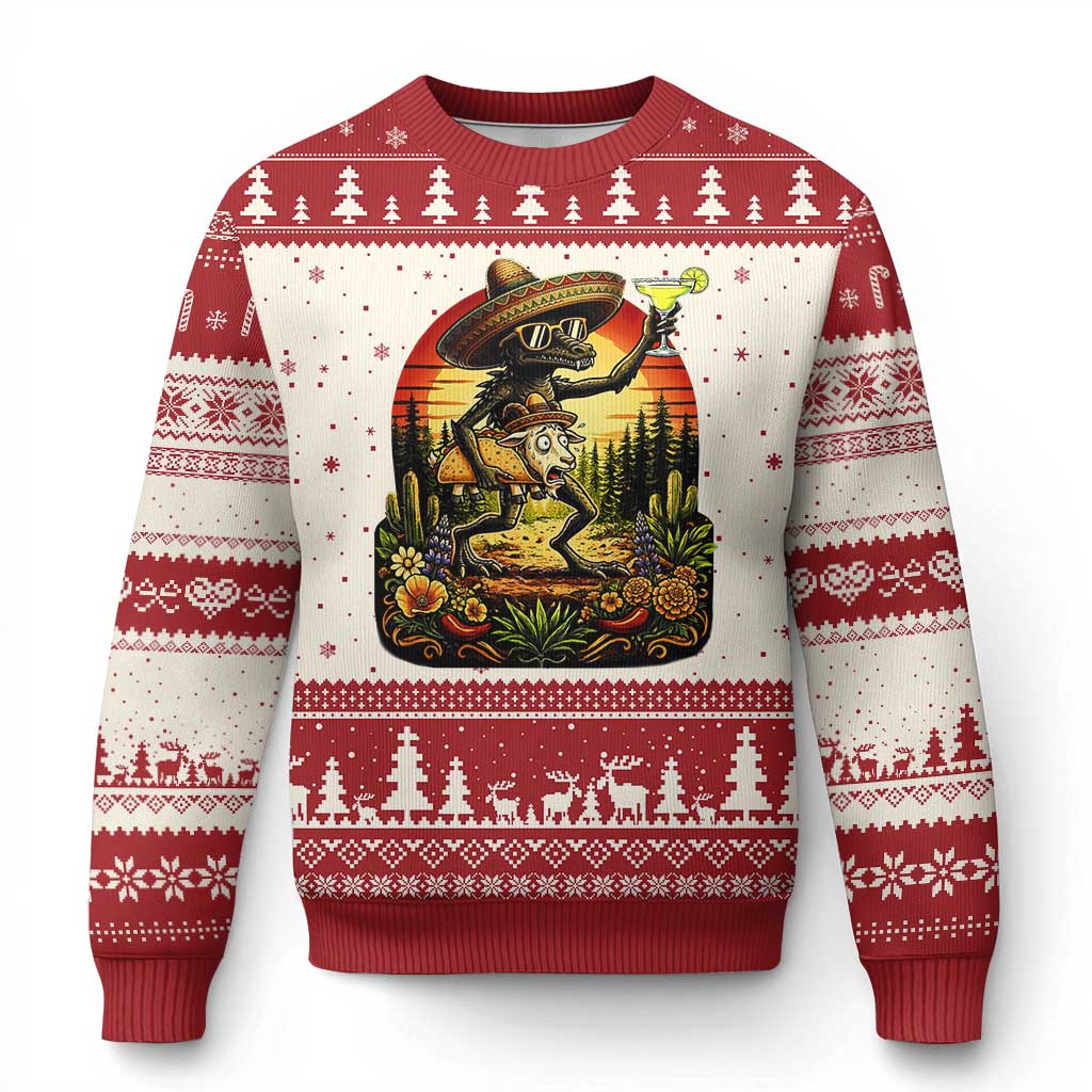 Funny Chupacabra Goat Taco Lover Ugly Christmas Sweater Cinco De Mayo Party Gift