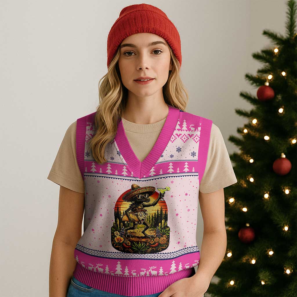 Funny Chupacabra Goat Taco Lover V-Neck Knit Sweater Vest Cinco De Mayo Party Gift