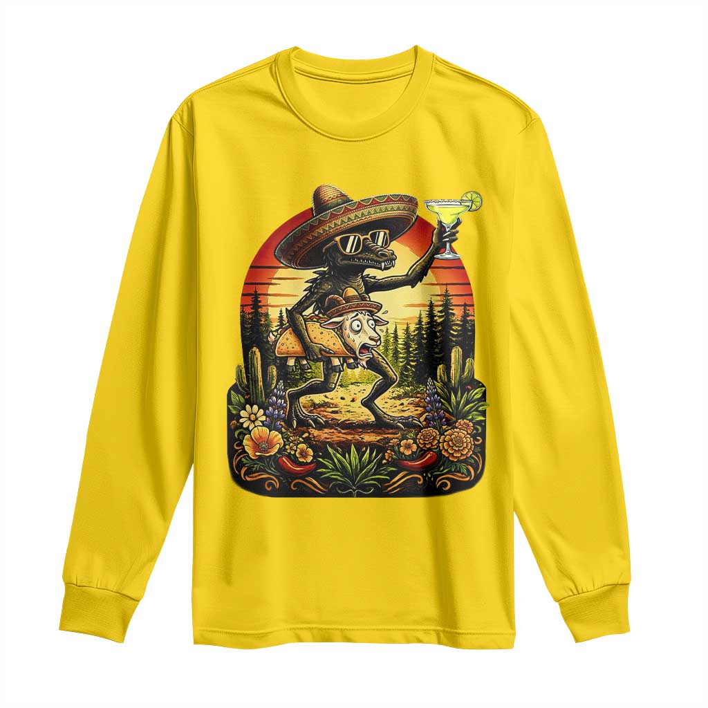 Funny Chupacabra Goat Taco Lover Long Sleeve Shirt Cinco De Mayo Party Gift