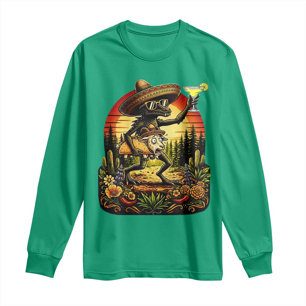 Funny Chupacabra Goat Taco Lover Long Sleeve Shirt Cinco De Mayo Party Gift