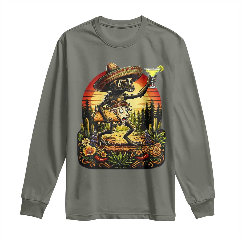 Funny Chupacabra Goat Taco Lover Long Sleeve Shirt Cinco De Mayo Party Gift