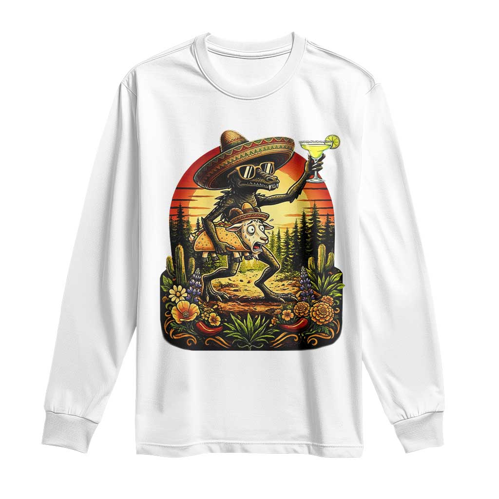 Funny Chupacabra Goat Taco Lover Long Sleeve Shirt Cinco De Mayo Party Gift