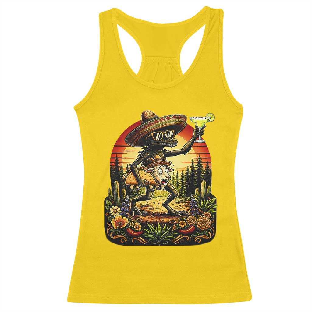 Funny Chupacabra Goat Taco Lover Racerback Tank Top Cinco De Mayo Party Gift