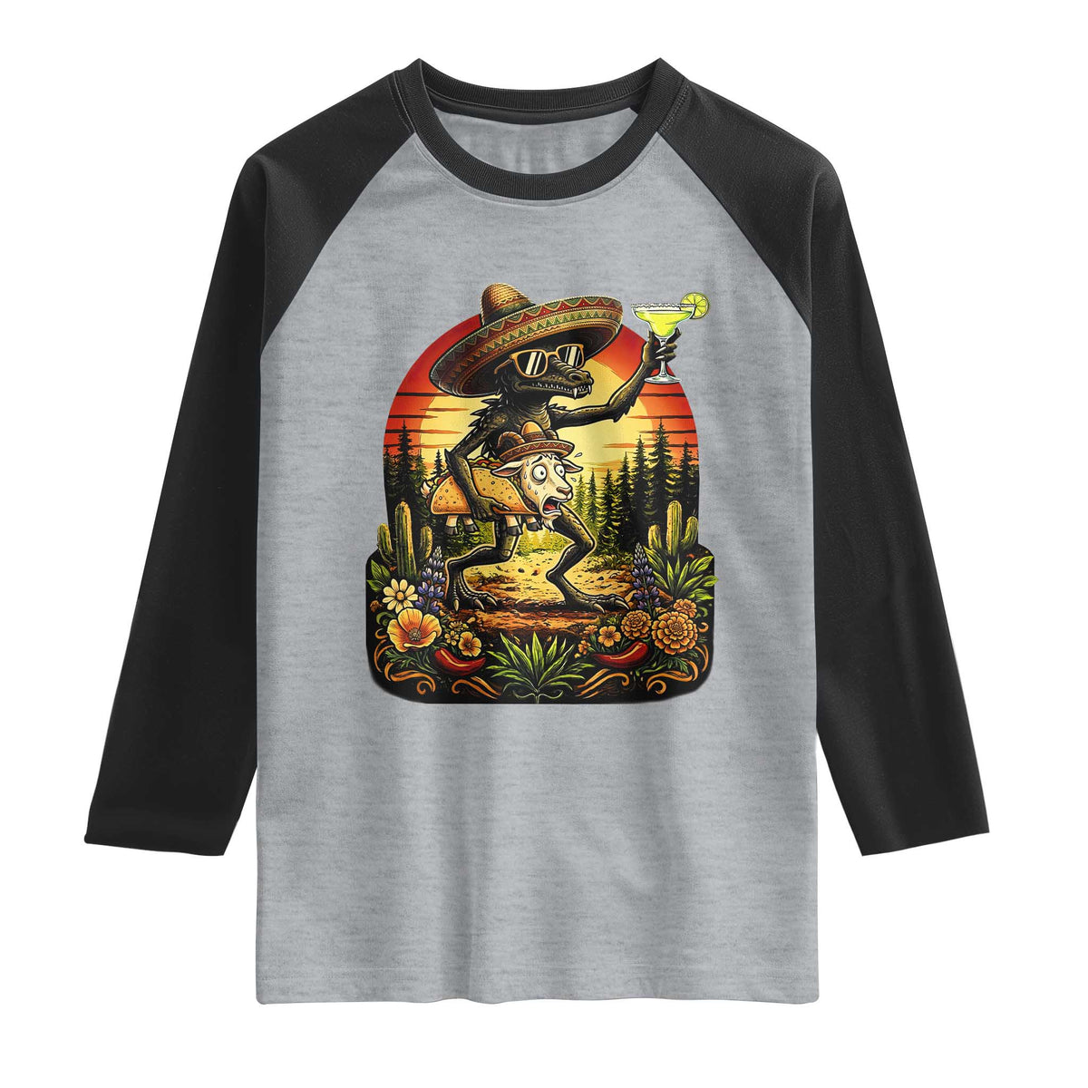 Funny Chupacabra Goat Taco Lover Raglan Shirt Cinco De Mayo Party Gift