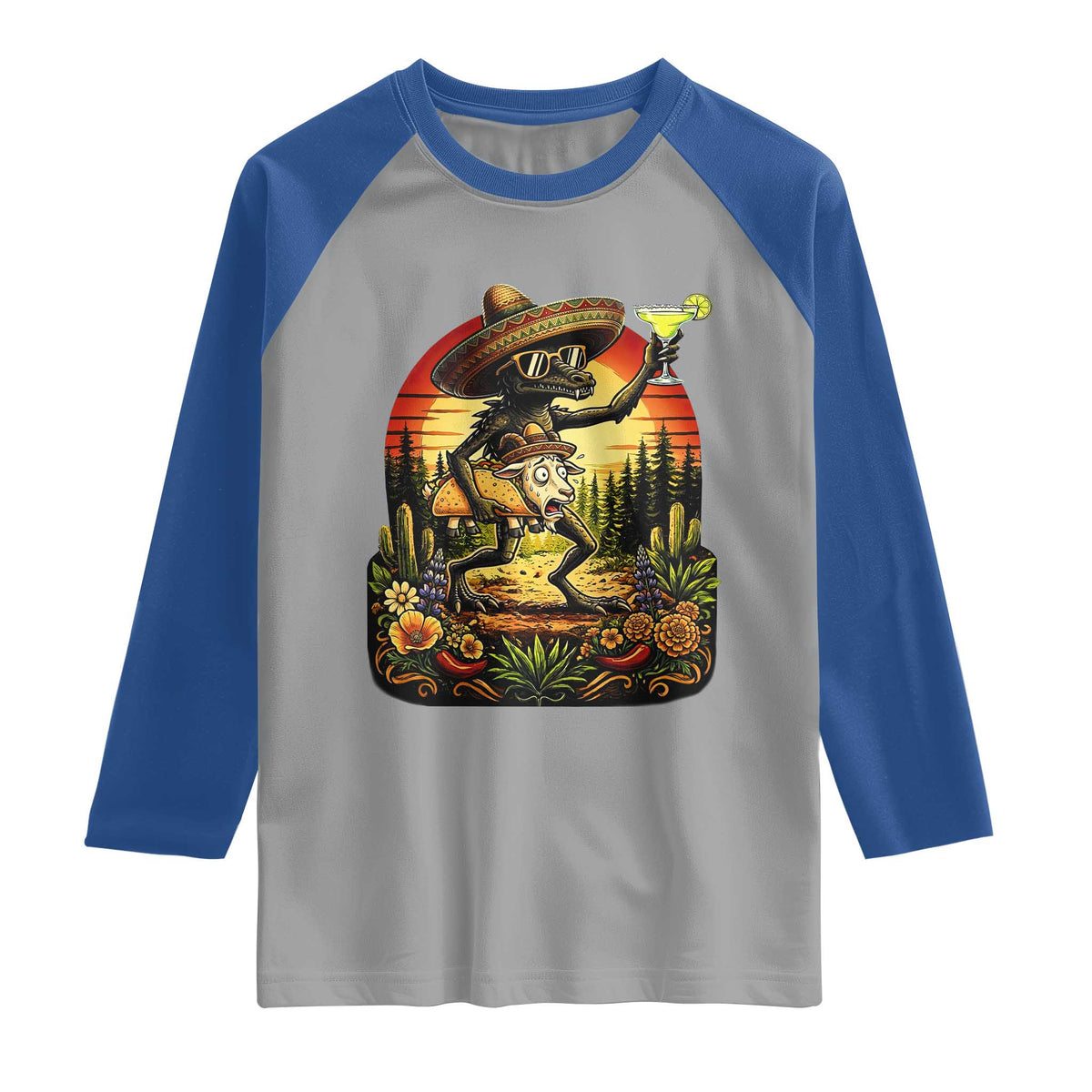Funny Chupacabra Goat Taco Lover Raglan Shirt Cinco De Mayo Party Gift
