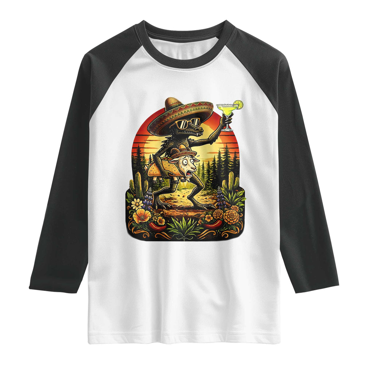 Funny Chupacabra Goat Taco Lover Raglan Shirt Cinco De Mayo Party Gift