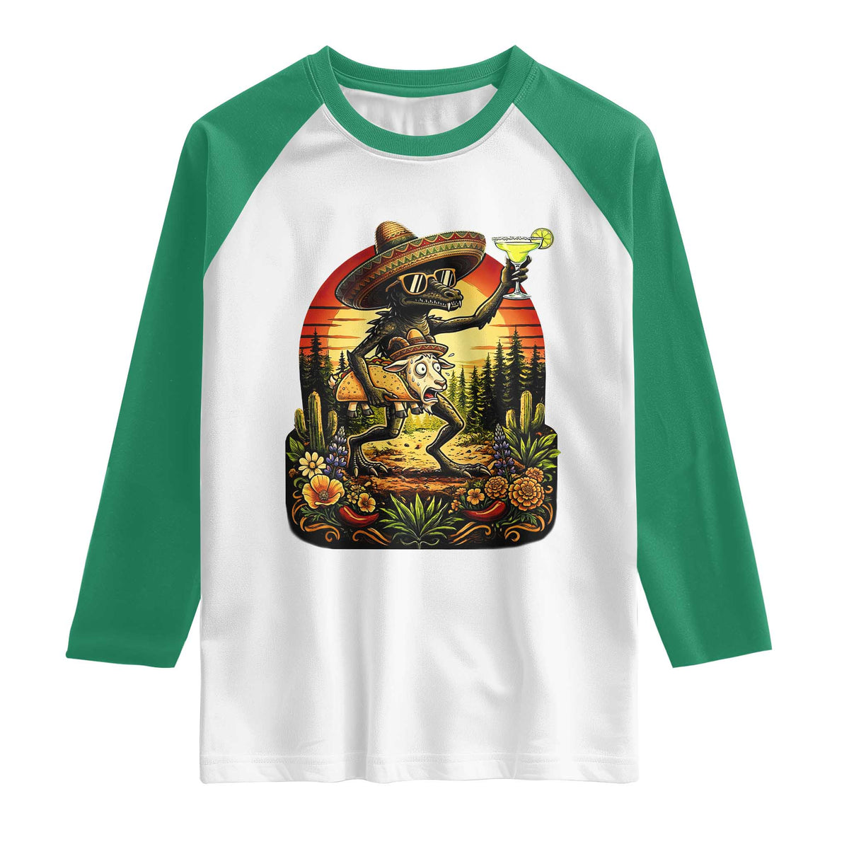 Funny Chupacabra Goat Taco Lover Raglan Shirt Cinco De Mayo Party Gift