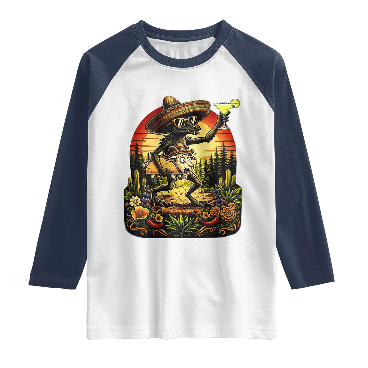 Funny Chupacabra Goat Taco Lover Raglan Shirt Cinco De Mayo Party Gift
