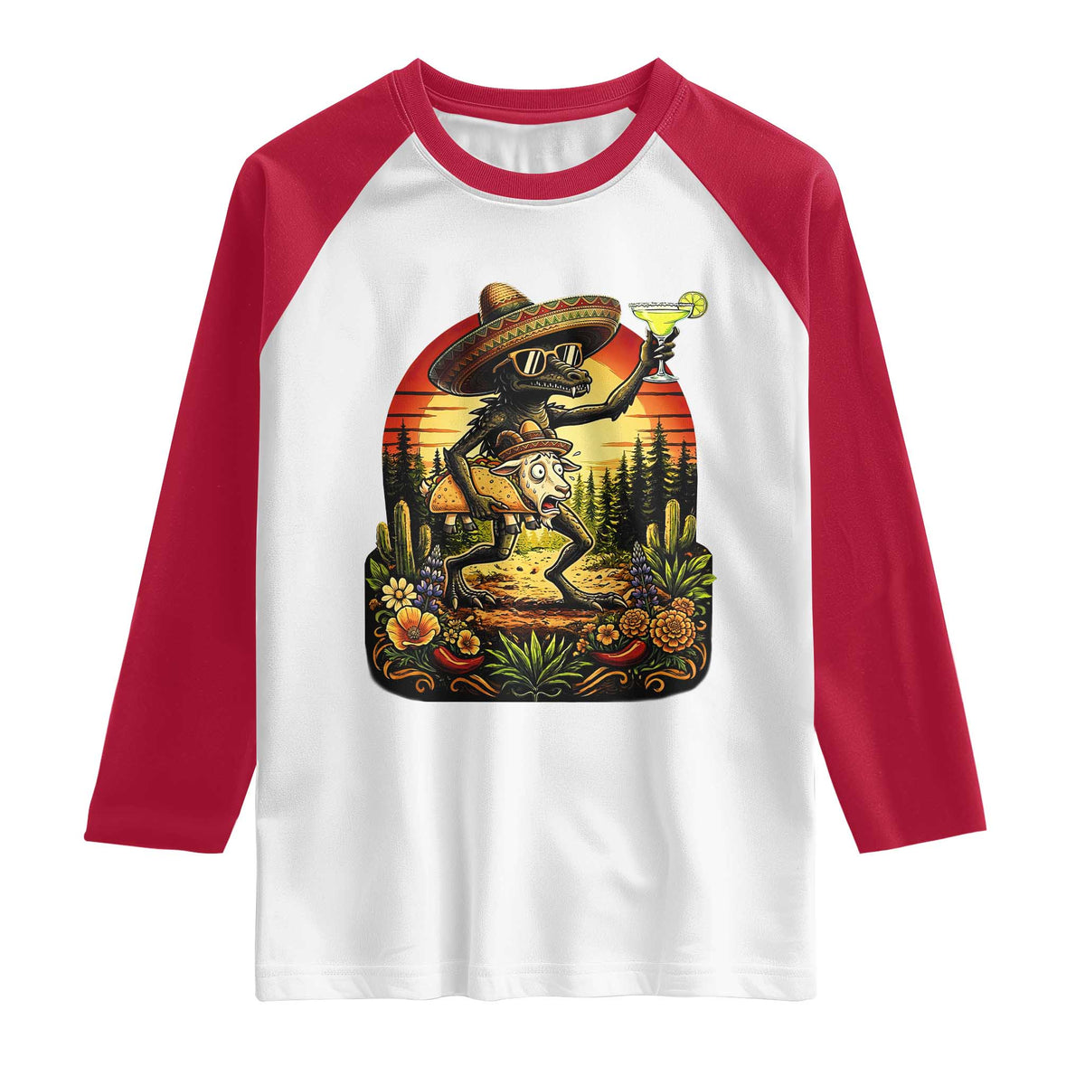 Funny Chupacabra Goat Taco Lover Raglan Shirt Cinco De Mayo Party Gift