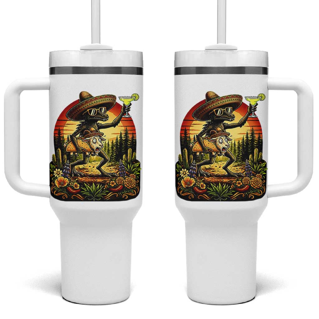 Funny Chupacabra Goat Taco Lover Tumbler With Handle Cinco De Mayo Party Gift