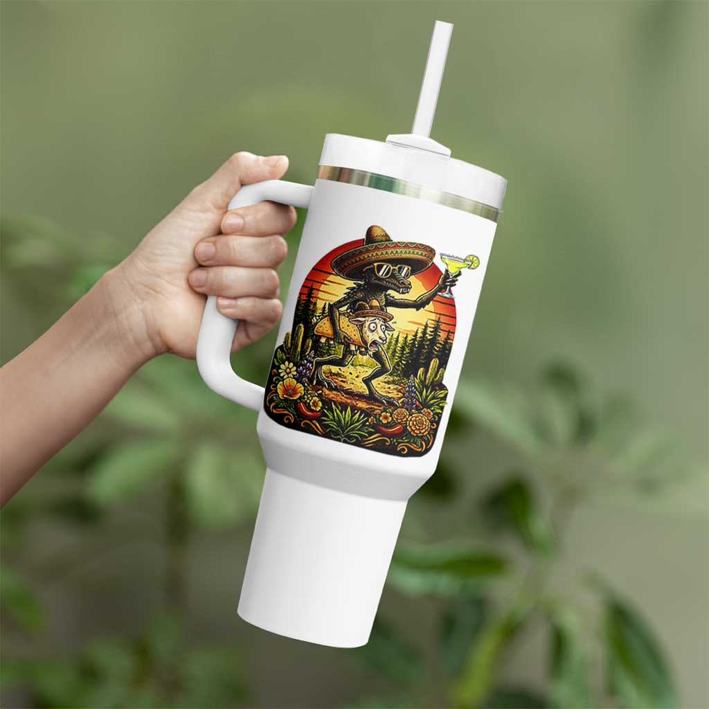 Funny Chupacabra Goat Taco Lover Tumbler With Handle Cinco De Mayo Party Gift
