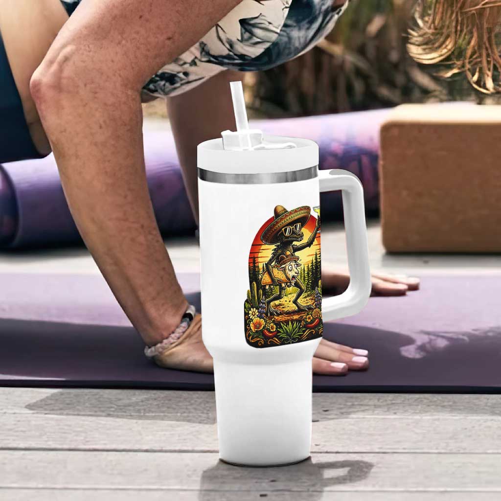 Funny Chupacabra Goat Taco Lover Tumbler With Handle Cinco De Mayo Party Gift