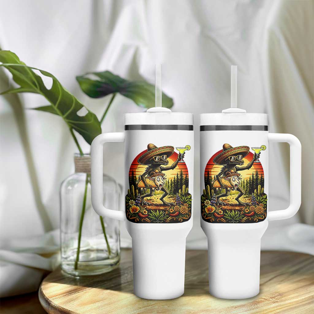 Funny Chupacabra Goat Taco Lover Tumbler With Handle Cinco De Mayo Party Gift