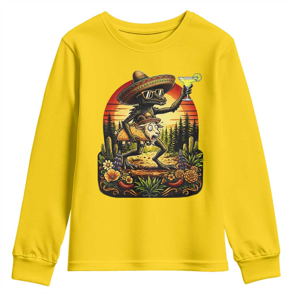 Funny Chupacabra Goat Taco Lover Youth Sweatshirt Cinco De Mayo Party Gift