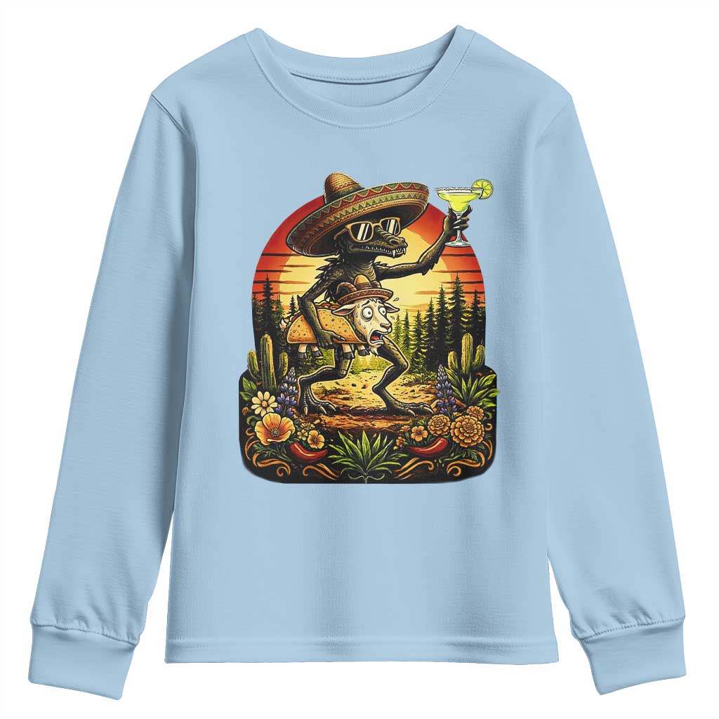Funny Chupacabra Goat Taco Lover Youth Sweatshirt Cinco De Mayo Party Gift