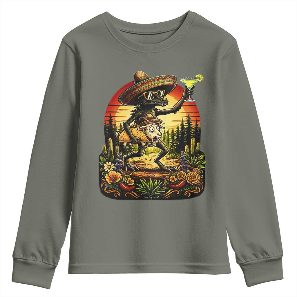 Funny Chupacabra Goat Taco Lover Youth Sweatshirt Cinco De Mayo Party Gift