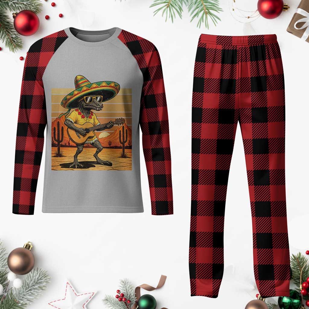 Funny Cinco De Mayo Chupacabra Plaid Pajama Set Guitar Fiesta Gift