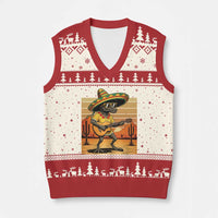 Funny Cinco De Mayo Chupacabra V-Neck Knit Sweater Vest Guitar Fiesta Gift