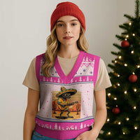 Funny Cinco De Mayo Chupacabra V-Neck Knit Sweater Vest Guitar Fiesta Gift