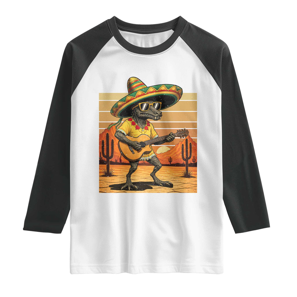 Funny Cinco De Mayo Chupacabra Raglan Shirt Guitar Fiesta Gift