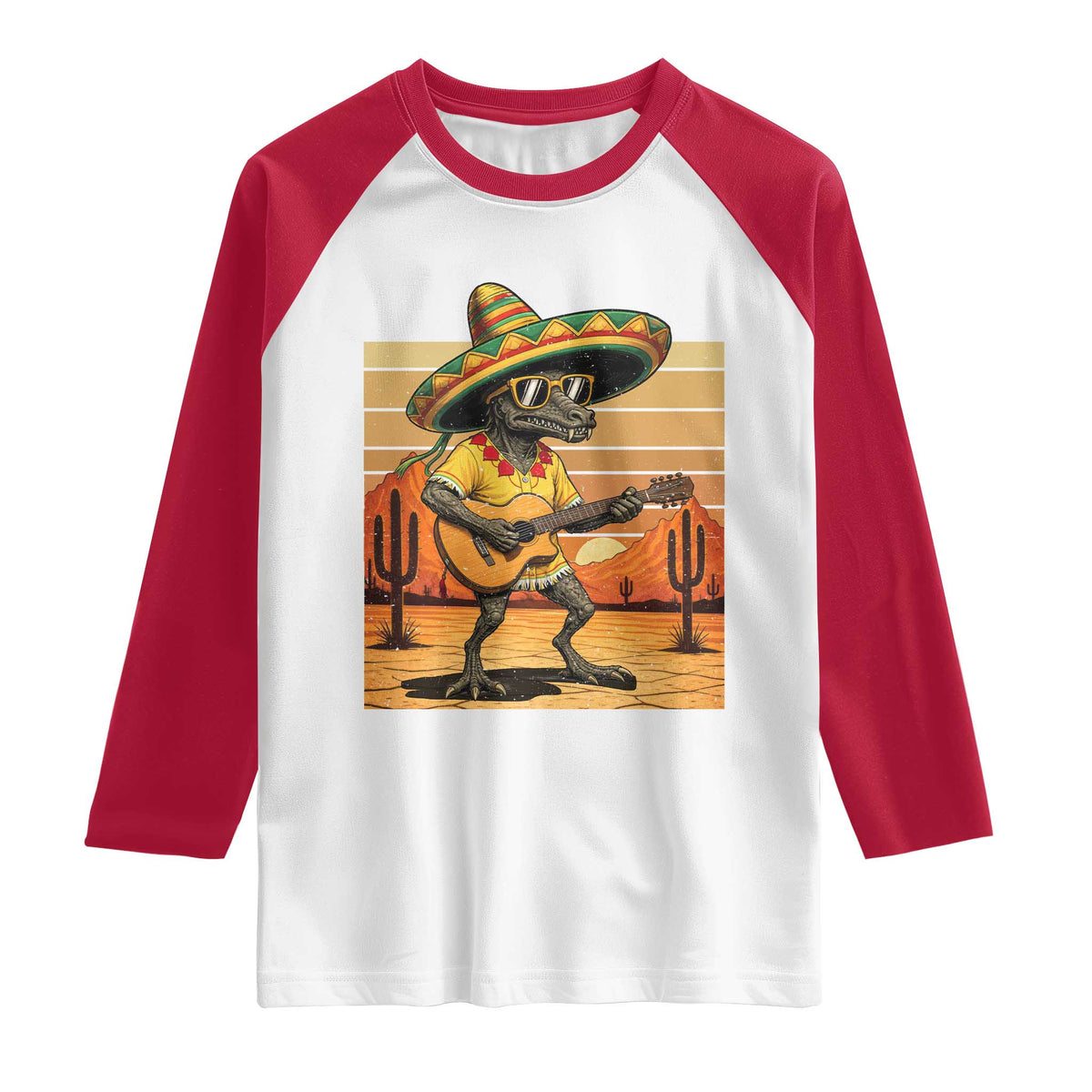 Funny Cinco De Mayo Chupacabra Raglan Shirt Guitar Fiesta Gift