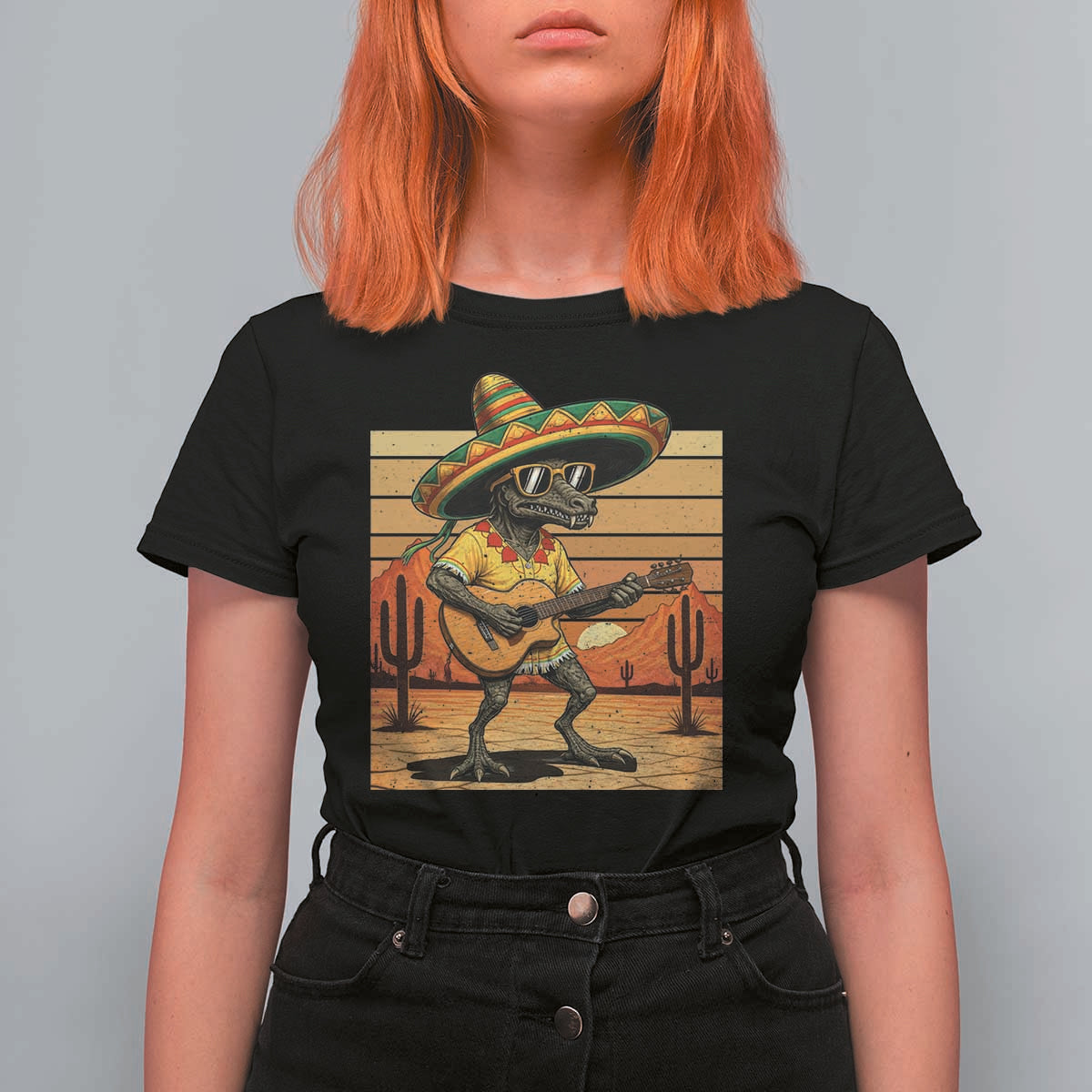 Funny Cinco De Mayo Chupacabra T Shirt For Women Guitar Fiesta Gift