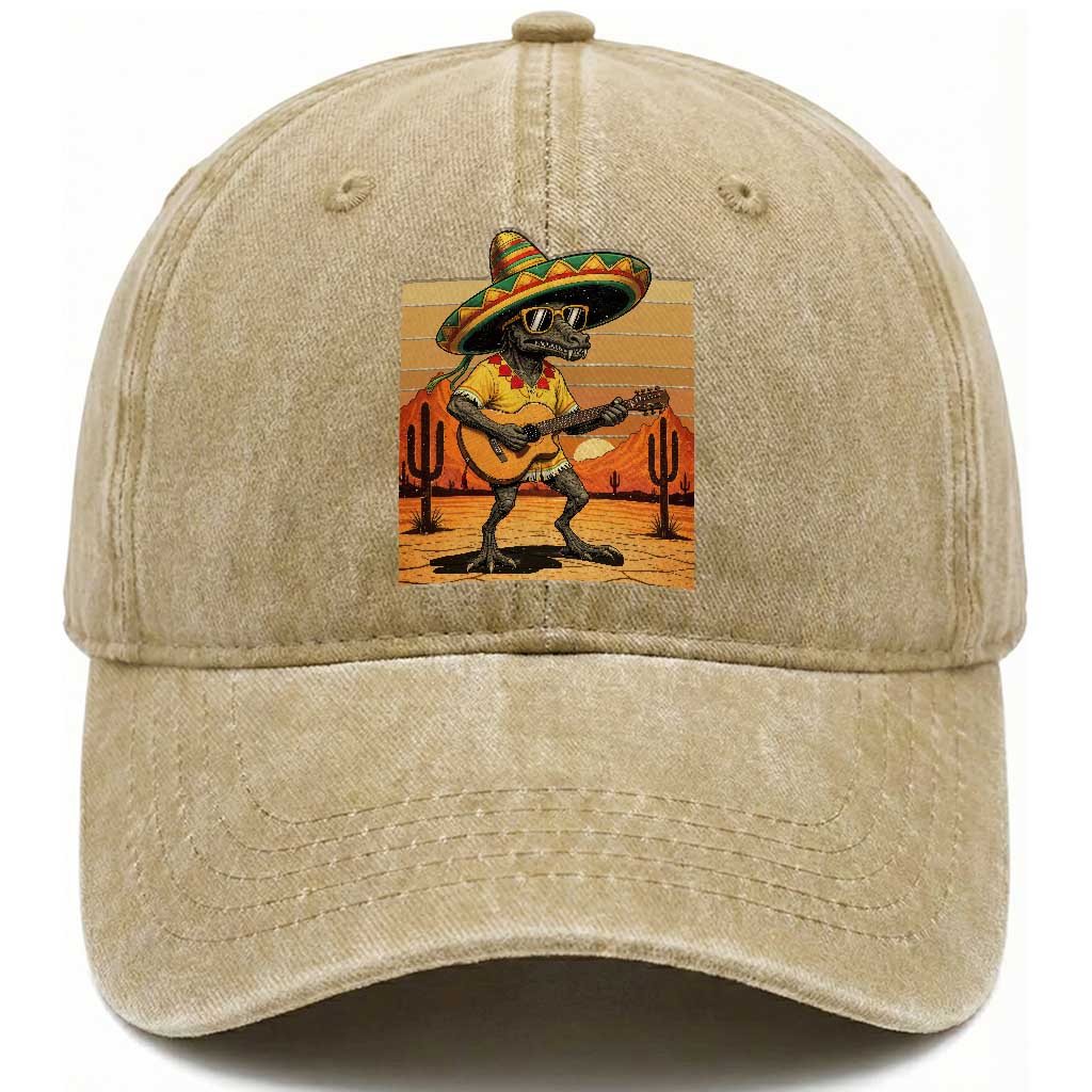 Funny Cinco De Mayo Chupacabra Washed Cotton Baseball Cap Guitar Fiesta Gift