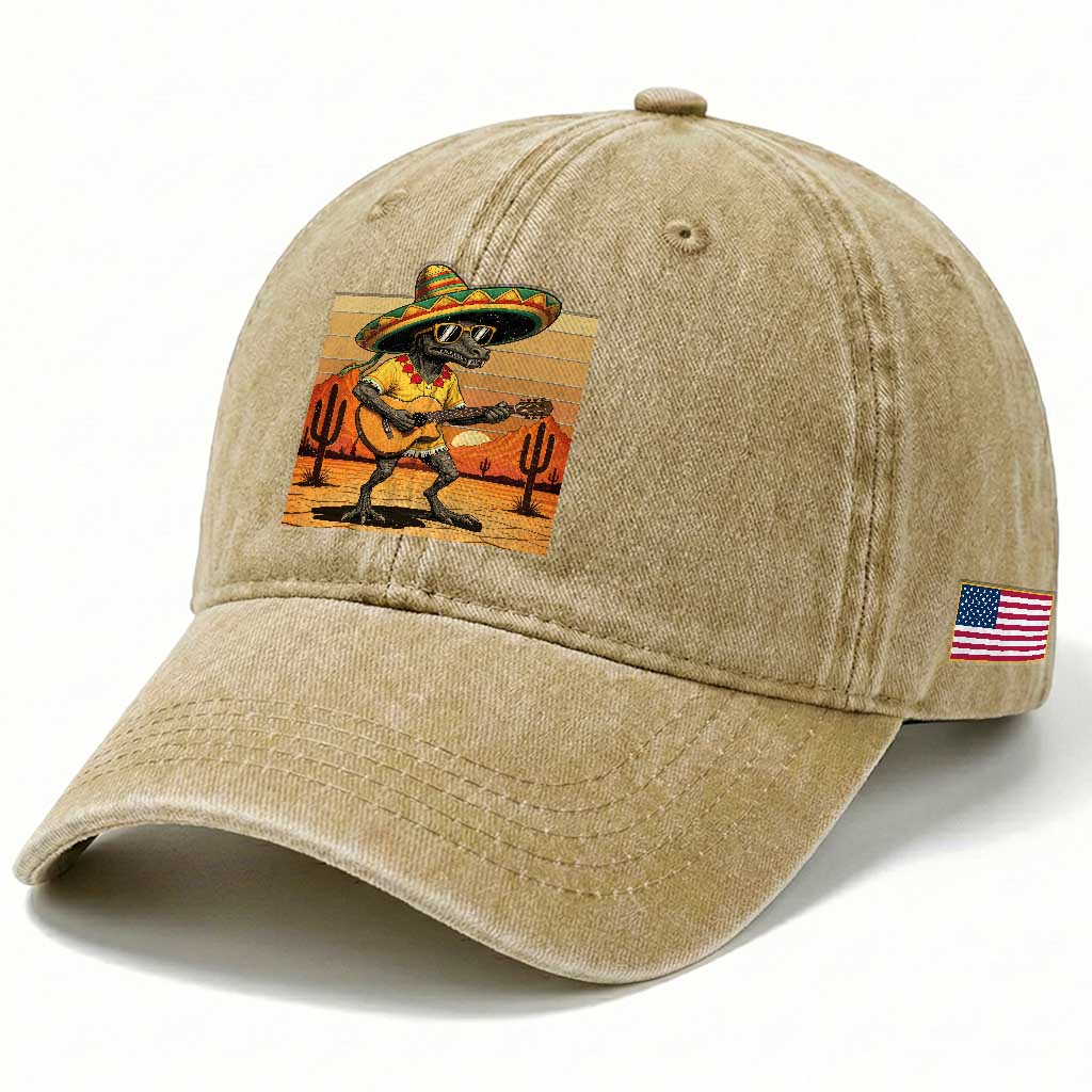 Funny Cinco De Mayo Chupacabra Washed Cotton Baseball Cap Guitar Fiesta Gift