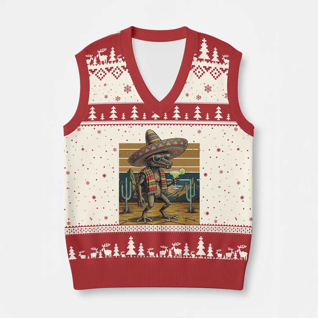 Funny Chupacabra Fiesta V-Neck Knit Sweater Vest Cinco De Mayo Gift