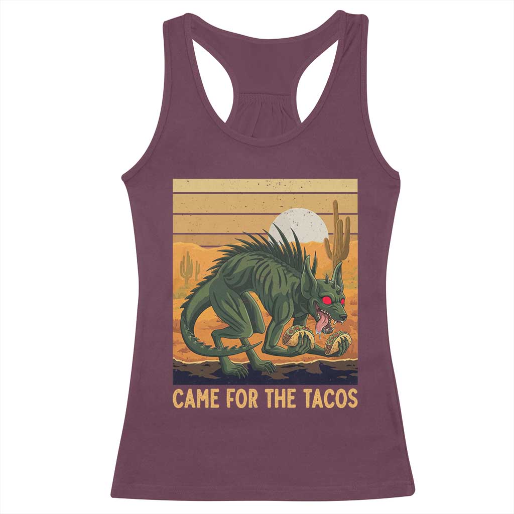Funny Chupacabra Taco Lover Racerback Tank Top Came For The Tacos