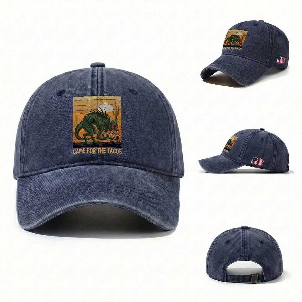 Funny Chupacabra Taco Lover Washed Cotton Baseball Cap Came For The Tacos
