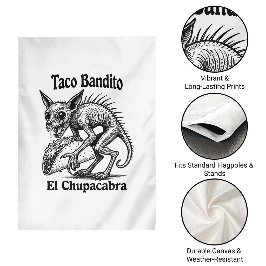 Funny Chupacabra Taco Bandito Garden Flag Gift For Mexican Food Fan