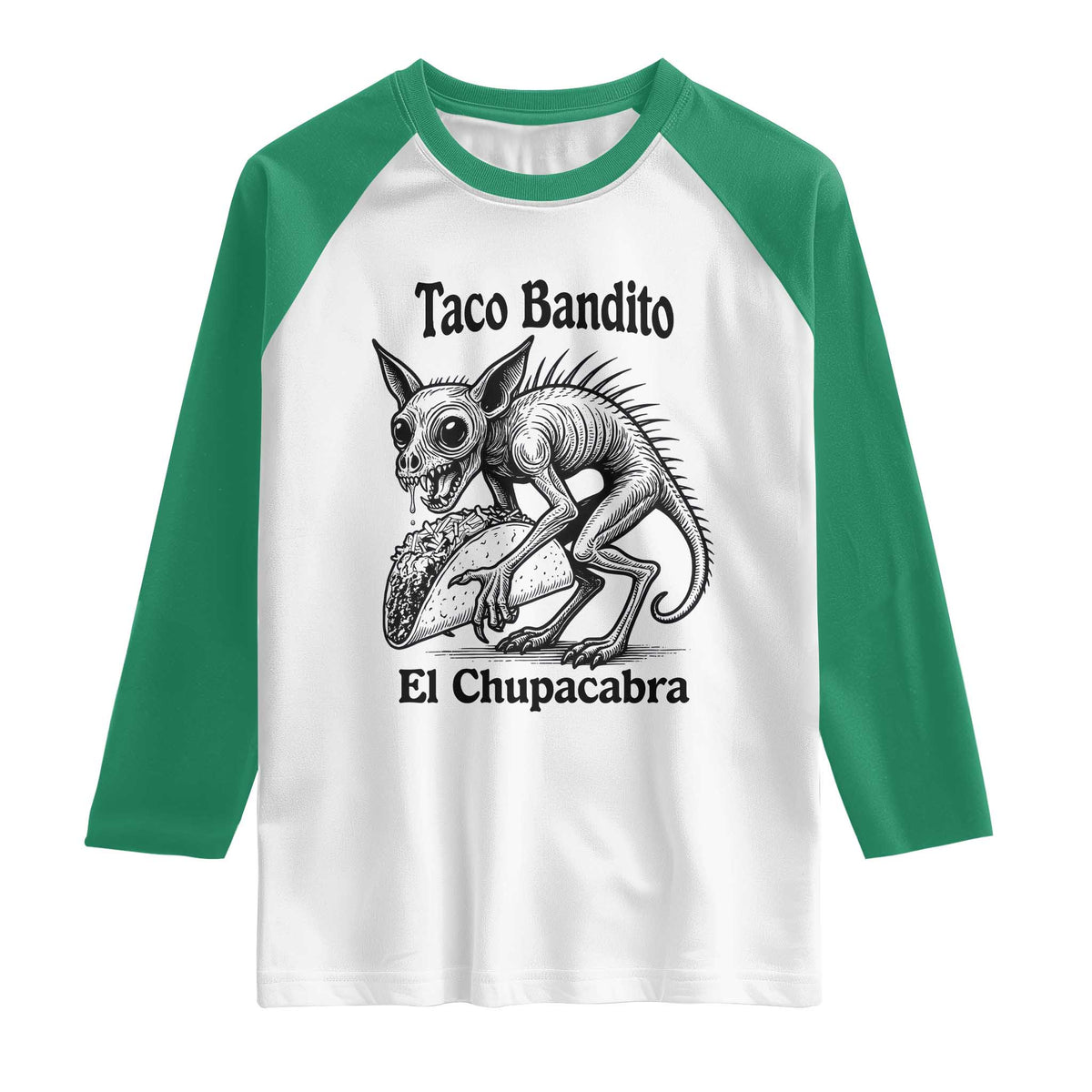 Funny Chupacabra Taco Bandito Raglan Shirt Gift For Mexican Food Fan
