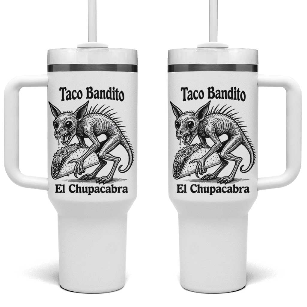 Funny Chupacabra Taco Bandito Tumbler With Handle Gift For Mexican Food Fan