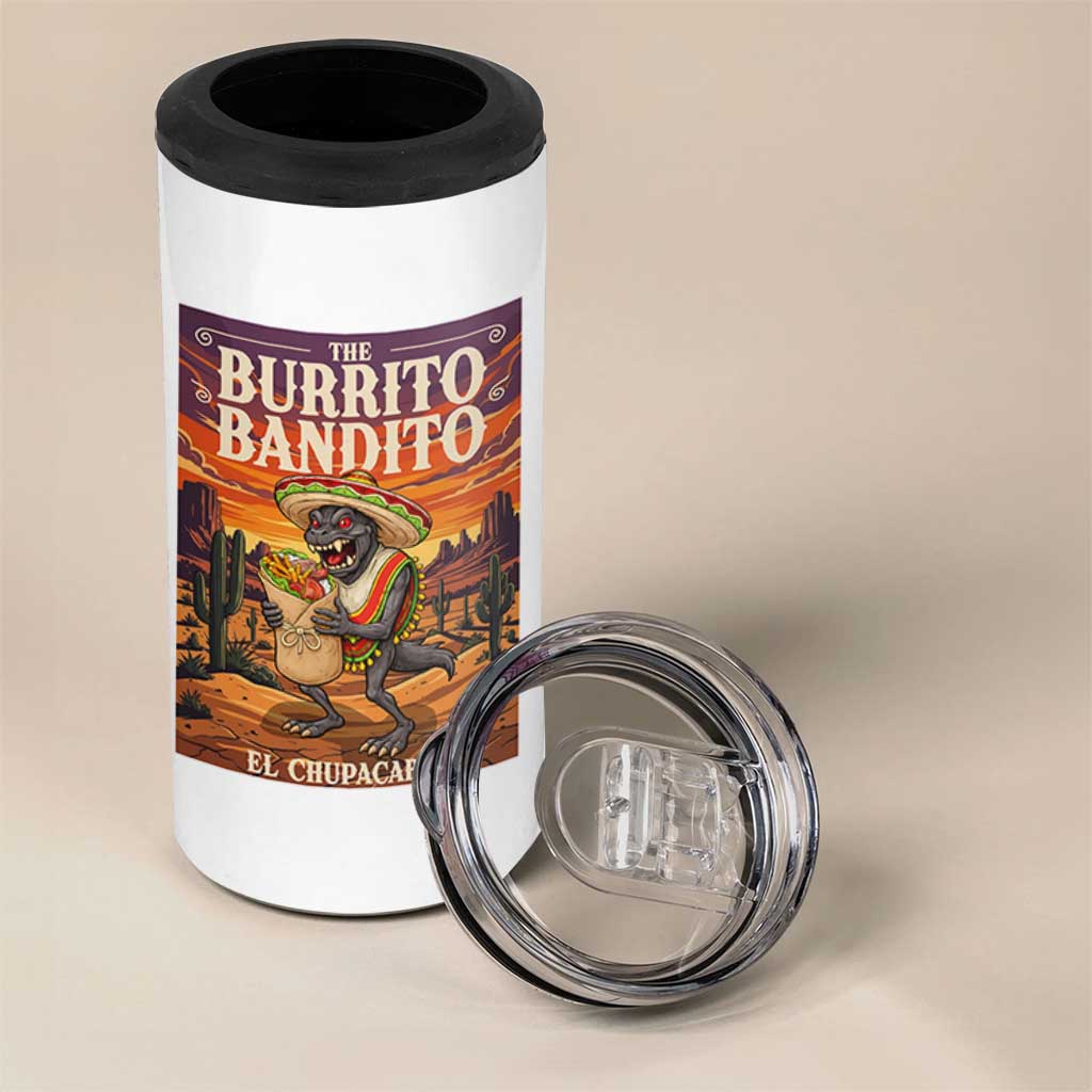 Funny El Chupacabra Burrito Bandito 4 in 1 Can Cooler Tumbler Cinco De Mayo Gift