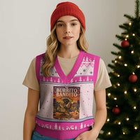 Funny El Chupacabra Burrito Bandito V-Neck Knit Sweater Vest Cinco De Mayo Gift