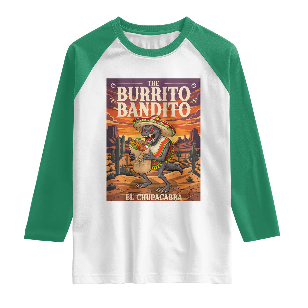 Funny El Chupacabra Burrito Bandito Raglan Shirt Cinco De Mayo Gift